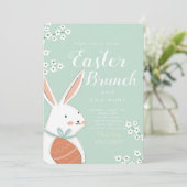 Pasen Brunch White Bunny en Egg Kaart (Staand voorkant)