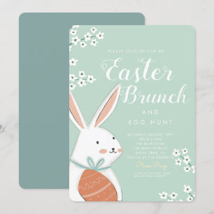 Pasen Brunch White Bunny en Egg Kaart