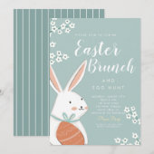 Pasen Brunch White Bunny en Egg Kaart (Voorkant / Achterkant)