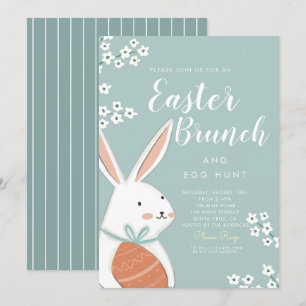 Pasen Brunch White Bunny en Egg Kaart