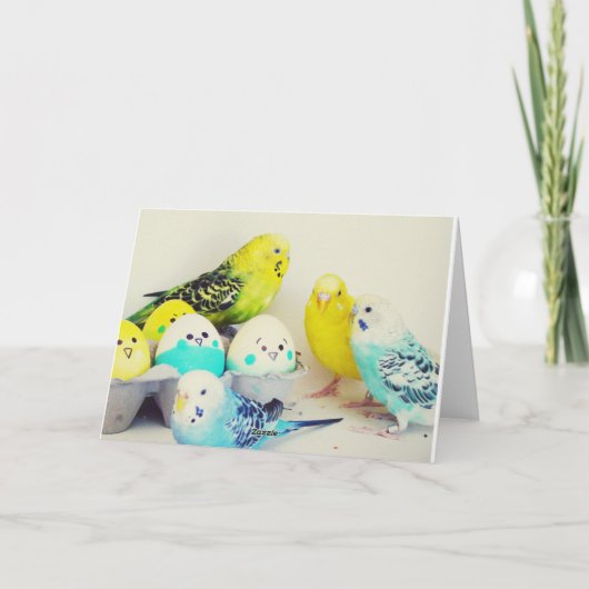 Pasen Budgies Feestdagen Kaart (Achterkant)