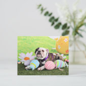 Pasen - Bulldog - Delilah Feestdagenkaart (Staand voorkant)