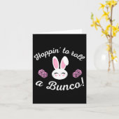 Pasen Bunco Hoppin om een Bunco Dice Bunny te roll Kaart (Gele Bloem)