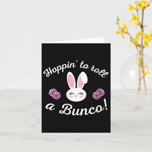 Pasen Bunco Hoppin om een Bunco Dice Bunny te roll Kaart (Gele Bloem)