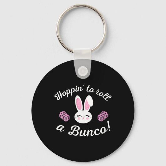 Pasen Bunco Hoppin om een Bunco Dice Bunny te roll Sleutelhanger (Voorkant)