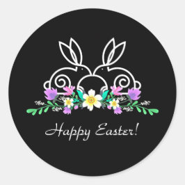 Pasen (Bunnies & Flowers) Ronde Sticker