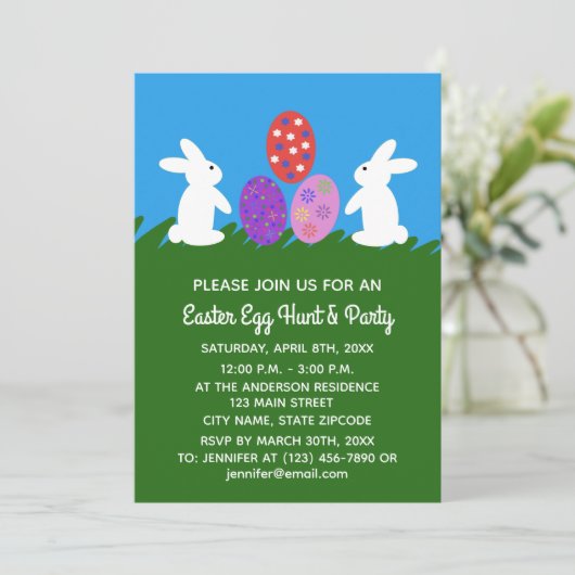 Pasen Bunny #2-2 Uitnodiging Kaart (Staand voorkant)