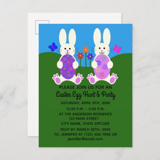 Pasen Bunny #6 Uitnodiging Briefkaart (Voorkant / Achterkant)