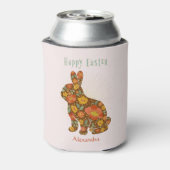 Pasen Bunny Aangepaste gouden roze Floral Blikjeskoeler (Blikje Achterkant)