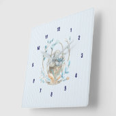 Pasen Bunny Basket Bokeh Flowers & Feathers Vierkante Klok (Hoek)