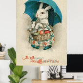 Pasen Bunny Basket Colored Egg Umbrella Poster (Thuiskantoor)
