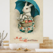 Pasen Bunny Basket Colored Egg Umbrella Poster (Keuken)