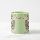 Pasen Bunny Basket Spring Flowers Voeg naam toe Mok (Midden)