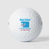 Pasen Bunny Beste pap ooit blauw Golfballen (Voorkant)