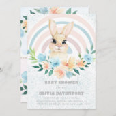 Pasen Bunny Boho Rainbow Boy Baby shower Invitati Kaart (Voorkant / Achterkant)