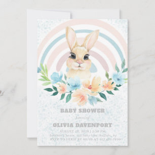 Pasen Bunny Boho Rainbow Boy Baby shower Invitati Kaart