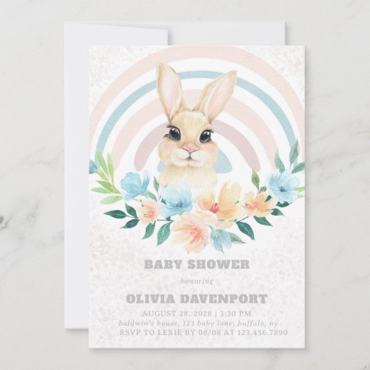 Pasen Bunny Boho Rainbow Girl Baby shower Kaart (Voorkant)
