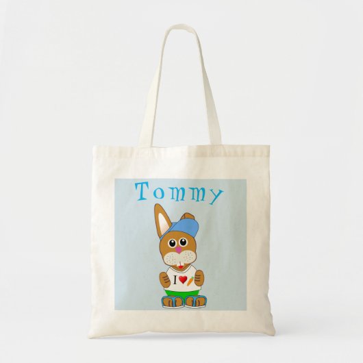 Pasen Bunny Boy Name Egg Hunt Bag Tas (Voorkant)