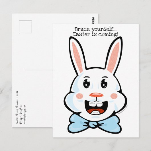 Pasen Bunny Braces Briefkaart (Voorkant / Achterkant)