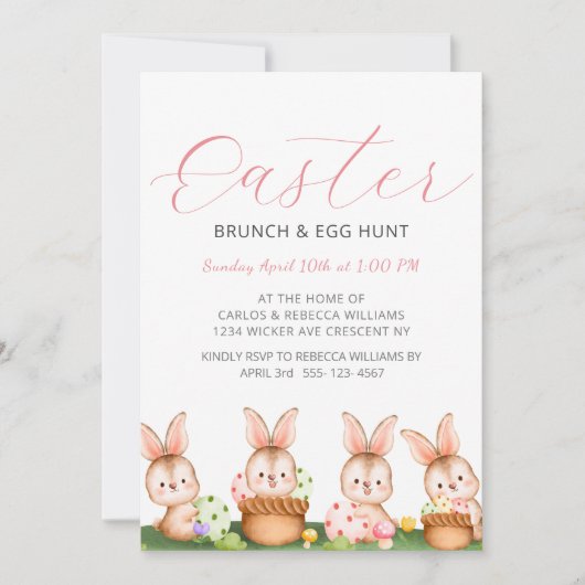 Pasen Bunny Brunch Egg Hunt Kaart (Voorkant)