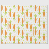 Pasen Bunny Carrot Pattern Greeting and Kind Name Cadeaupapier (Vlak)