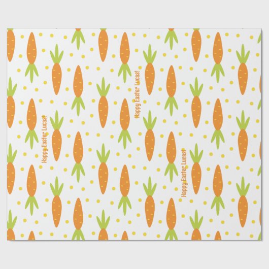 Pasen Bunny Carrot Pattern Greeting and Kind Name Cadeaupapier (Vlak)