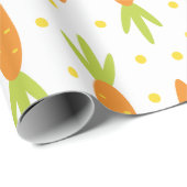 Pasen Bunny Carrot Pattern Greeting and Kind Name Cadeaupapier (Rol Hoek)