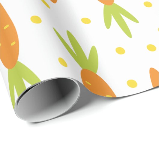 Pasen Bunny Carrot Pattern Greeting and Kind Name Cadeaupapier (Rol Hoek)