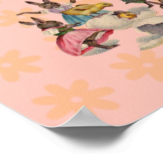 Pasen Bunny Chckens Bunnies Eggs Poster (Hoek)