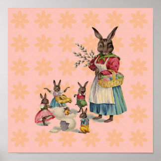 Pasen Bunny Chckens Bunnies Eggs Poster
