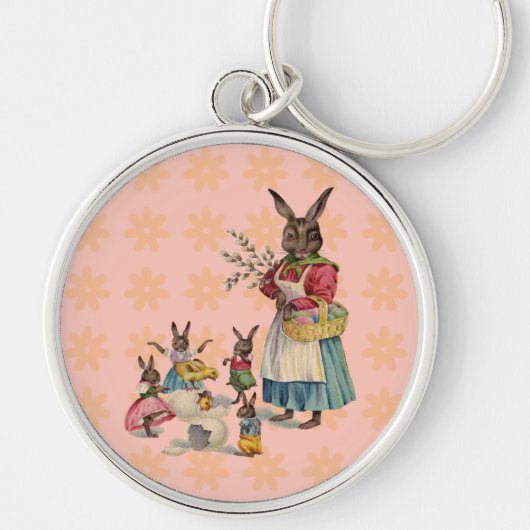 Pasen Bunny Chckens Bunnies Eggs Sleutelhanger (Voorkant)