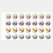 Pasen bunny Chick Eggs Basket Floral Wreatset Labels (Vel)