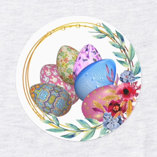 Pasen bunny Chick Eggs Basket Floral Wreatset Labels (Design 2)