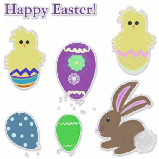 Pasen Bunny Chick Eggs Laser gesneden Vinyl Sticker (Voorkant)