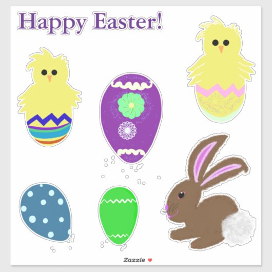 Pasen Bunny Chick Eggs Laser gesneden Vinyl Sticker (Vel)