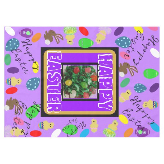 Pasen Bunny Chick Eggs Paars Red Green Tafelkleed (Voorkant (Horizontaal))