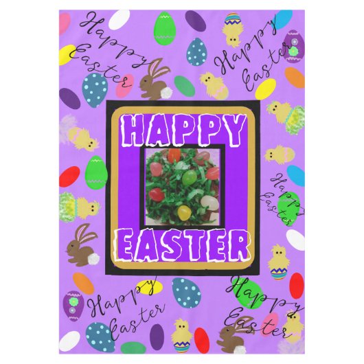 Pasen Bunny Chick Eggs Paars Red Green Tafelkleed (Voorkant)