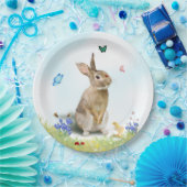 Pasen Bunny Chick Lady Butterflies Crocus Papieren Bordje (Feest)