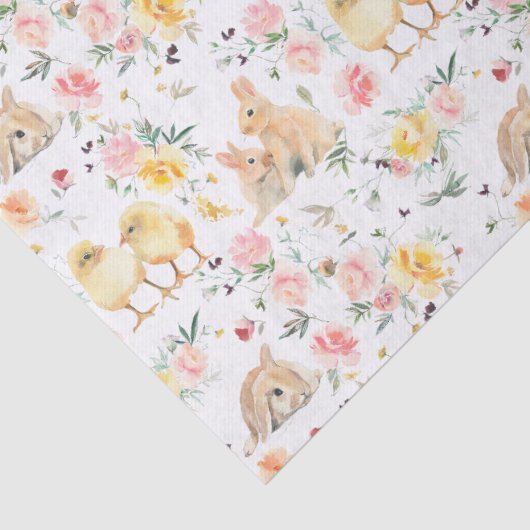 Pasen Bunny Chicks Spring Floral Tissuepapier (Detail)
