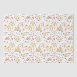 Pasen Bunny Chicks Spring Floral Tissuepapier