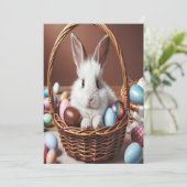 Pasen Bunny Chocolate Egg Kaart (Staand voorkant)