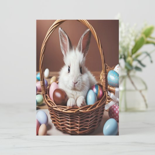 Pasen Bunny Chocolate Egg Kaart (Staand voorkant)