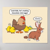 Pasen Bunny Chocolate Eggs Humor Poster (Voorkant)