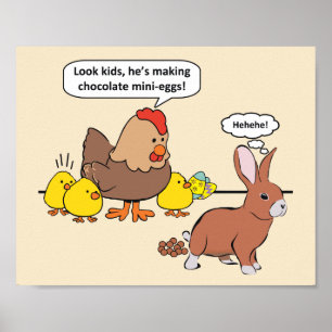 Pasen Bunny Chocolate Eggs Humor Poster