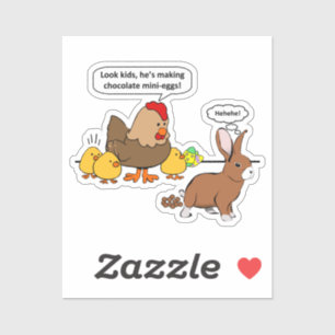 Pasen Bunny Chocolate Humor Cutout Sticker