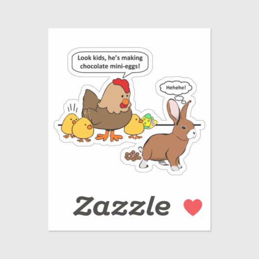 Pasen Bunny Chocolate Humor Cutout Sticker (Vel)