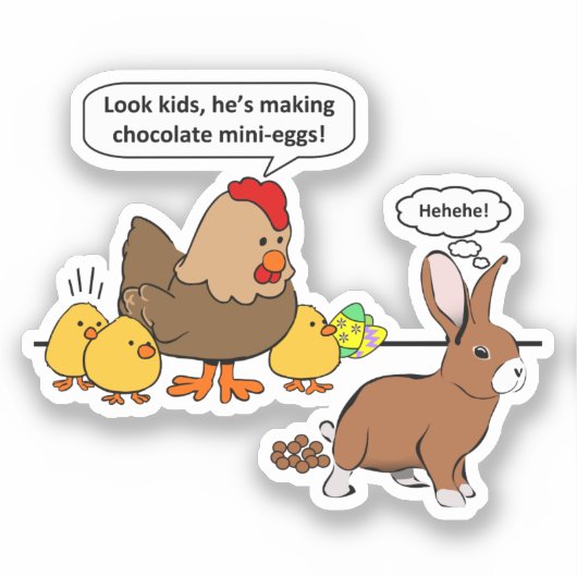Pasen Bunny Chocolate Humor Cutout Sticker (Voorkant)