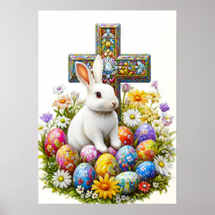 Pasen Bunny Cross religieuze kunst Poster