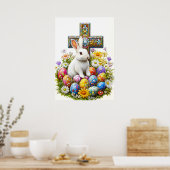 Pasen Bunny Cross religieuze kunst Poster (Keuken)