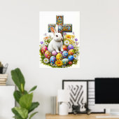 Pasen Bunny Cross religieuze kunst Poster (Thuiskantoor)